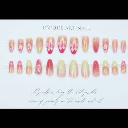 3D starfish gorgeous pearl flower shell pattern sweet girl European and American ins style nail art Press On Nails 24 pieces