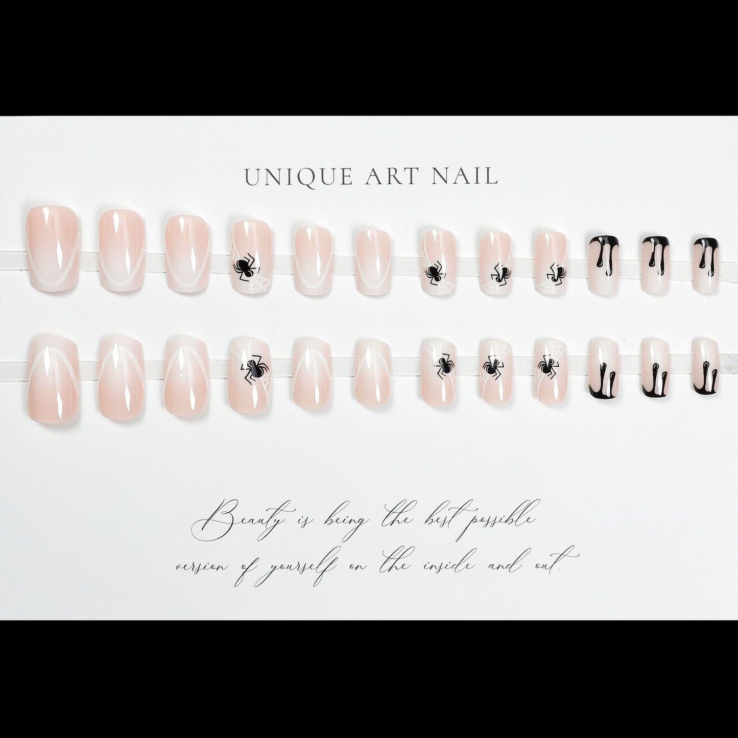 24pcs Sweet Cool French Nail Press On Nails Short Ins Hand drawn Korean Premium Feel Pure Desire Nail Stickers Small Fragrance Style