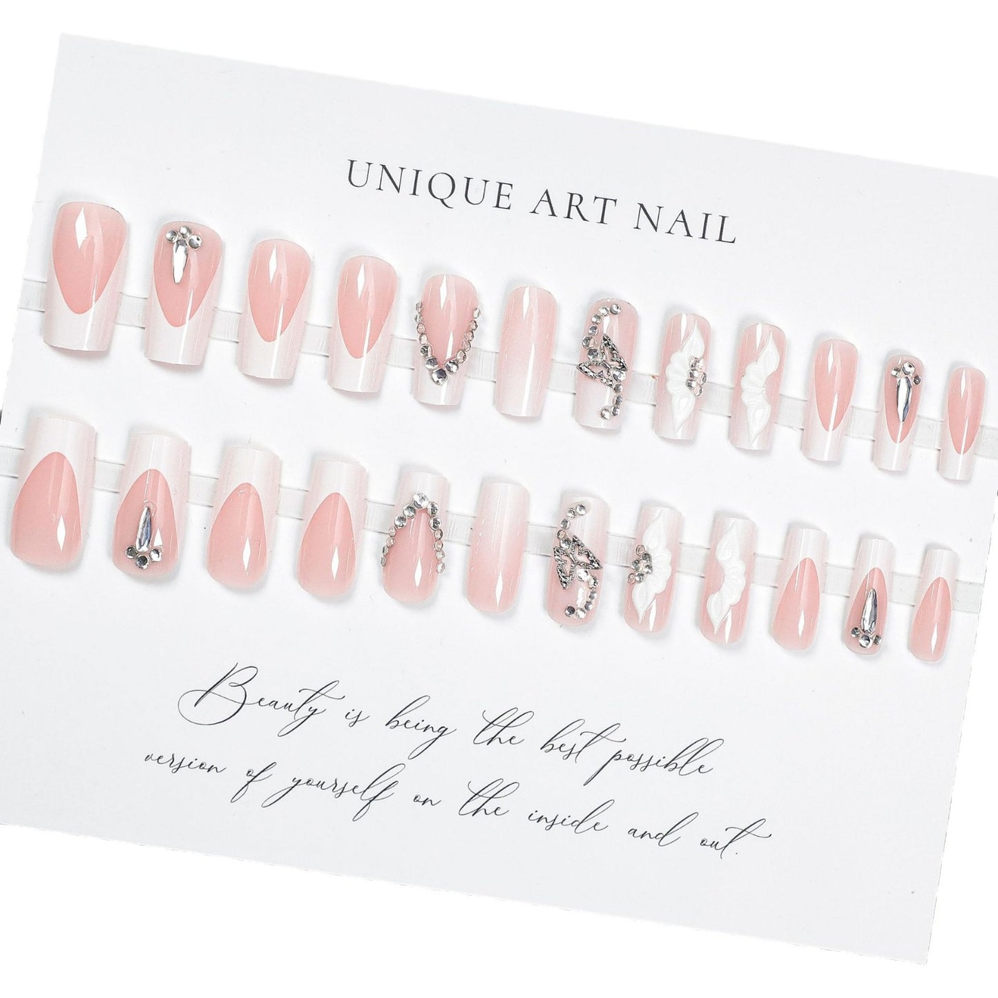 24pc detachable ballet coffin french Fake Nails with designs