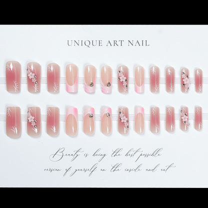 24PCS Ballet Style Press On Nails Hot Sale Press On Nails Nail Flakes French Almond Long Pipe and Other Styles Collection Fake Nails