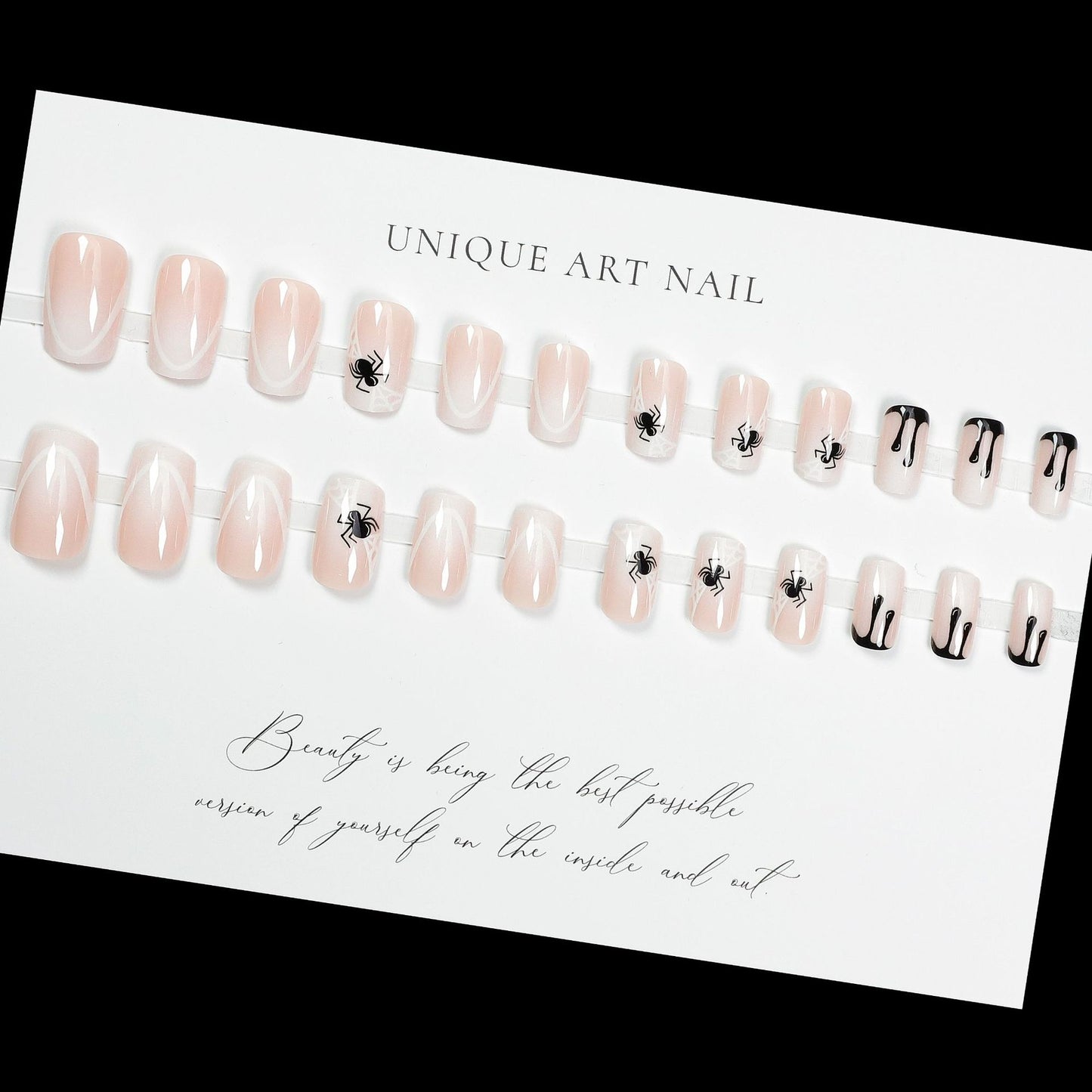 24pcs Sweet Cool French Nail Press On Nails Short Ins Hand drawn Korean Premium Feel Pure Desire Nail Stickers Small Fragrance Style