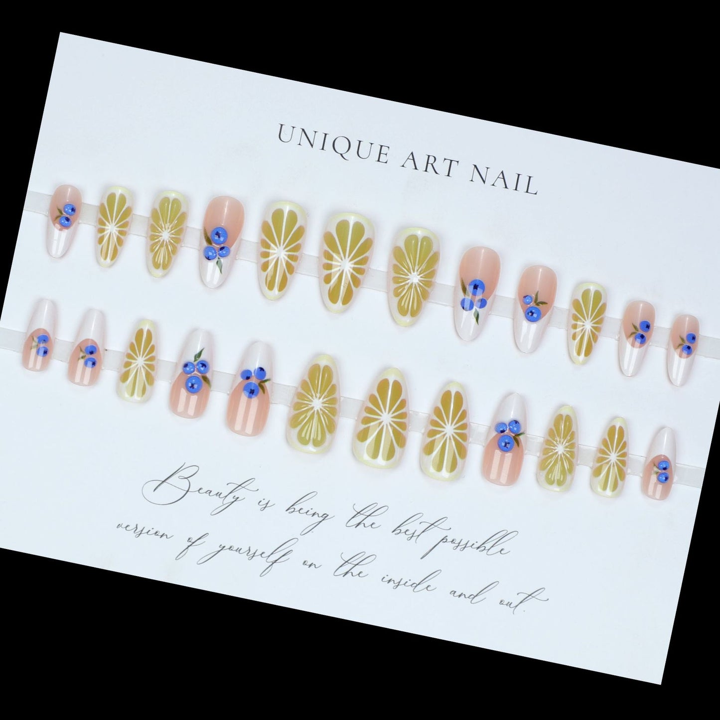 24pcs French Press on Nails Art Simple Pink Flower Star Desi