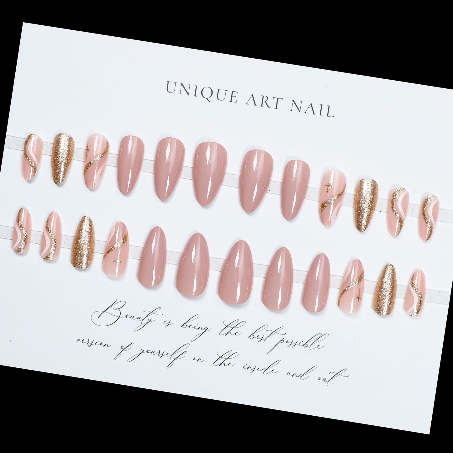 24Pcs Fake Nail Press On Nails French Wave Removable Nail Patch Simple Nail Patch