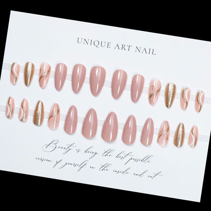 24Pcs Fake Nail Press On Nails French Wave Removable Nail Patch Simple Nail Patch