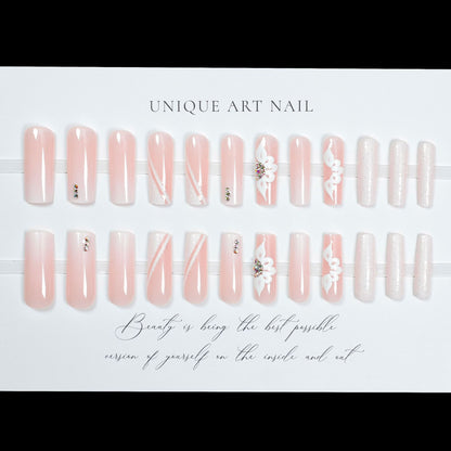 24Pcs Ballet Armor Sparkling Diamond Nail Slices Sweet and Spicy Girl Ins Style Fake Nail Diamond Press On Nails Summer New Product