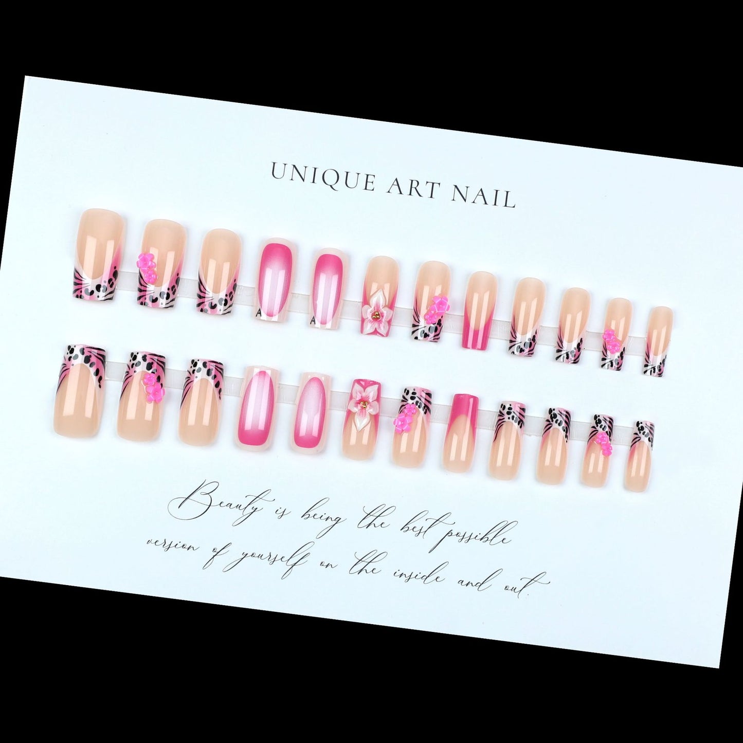 24PCS American Pure Desire Style Duck billed Nail Art Duck billed Type Y2K Millennium Spicy Girl Style Long Style Press On Nails Wearable
