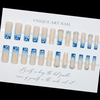 24Pcs popular relief white semi transparent floral nail art pure desire style pink small floral nail stickers Press On Nails jewelry