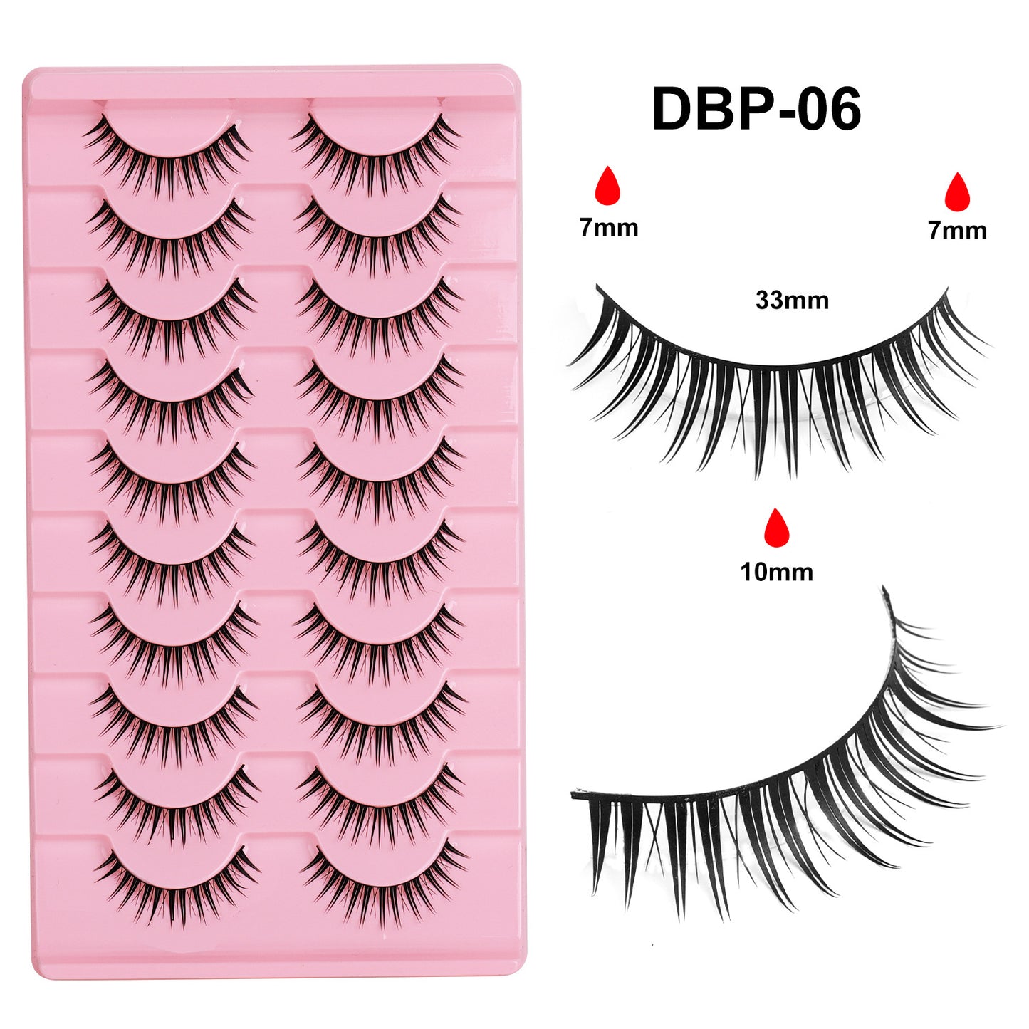 10 pairs of Little Devil Comic Eyelash False Eyelash Natural Soft Fine Stem Simulation Thick Eyelash Barbie Big Eyes