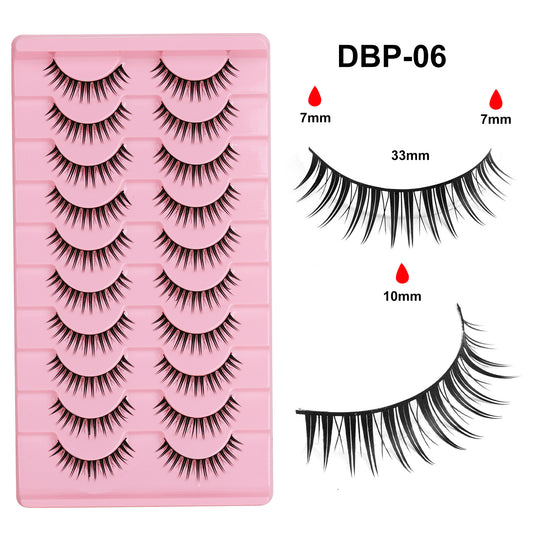 10 pairs of Little Devil Comic Eyelash False Eyelash Natural Soft Fine Stem Simulation Thick Eyelash Barbie Big Eyes