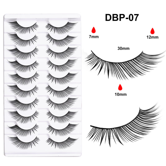 10 pairs of natural simulation thick female sunflower eyelash stickers with fake eyelashes, reusable self-adhesive one-piece fake eyelashes