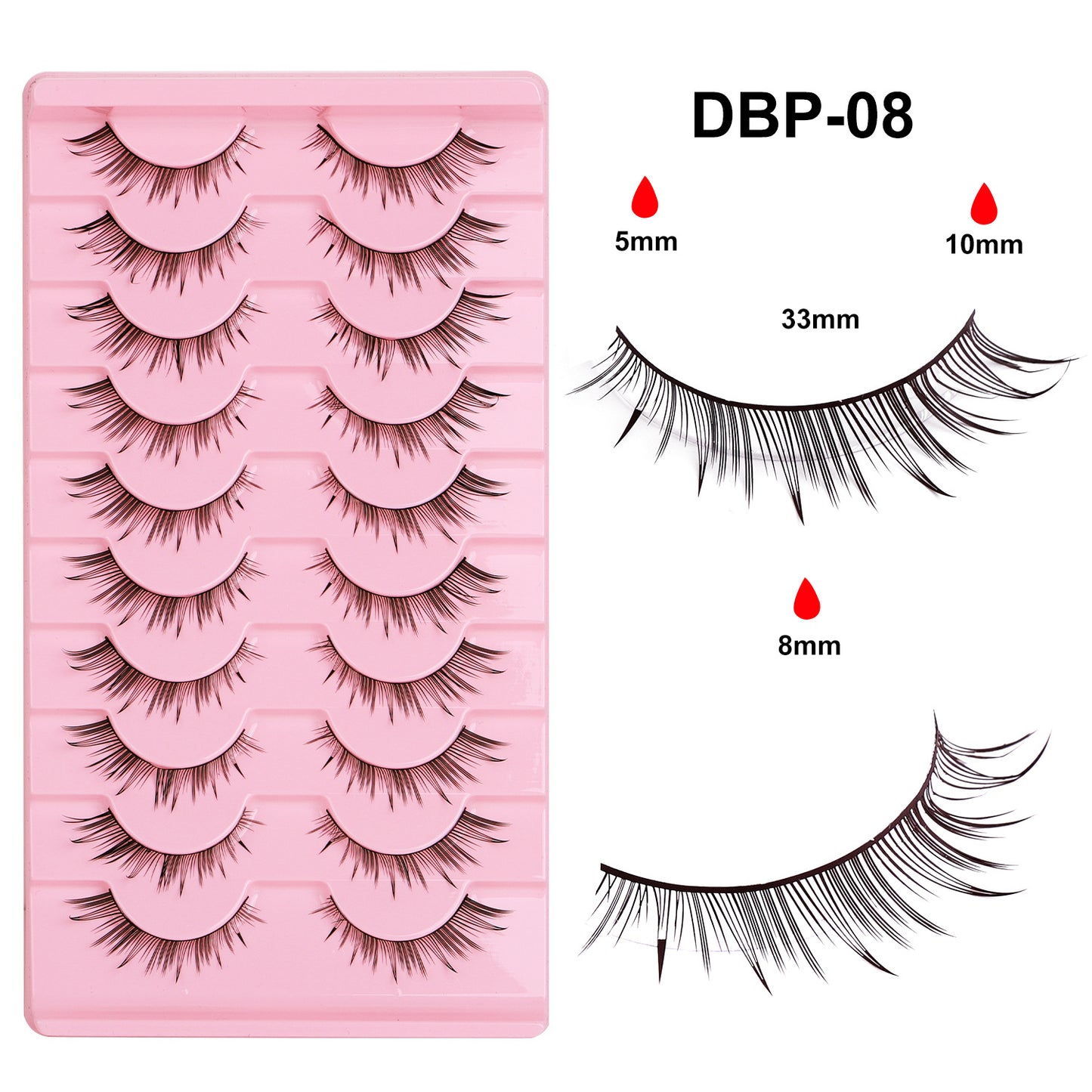 10 pairs of Anji Cat cartoon wet eyelash one-piece natural simulation Thai wheat ear style eyelashes
