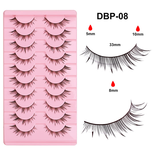 10 pairs of Anji Cat cartoon wet eyelash one-piece natural simulation Thai wheat ear style eyelashes