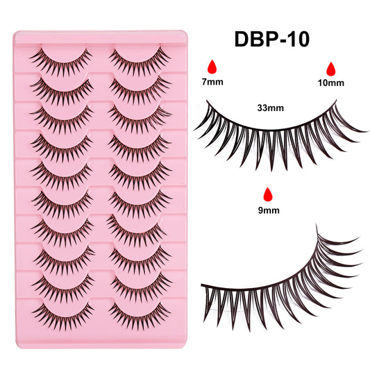 10 Pair Set Natural Little Devil Eyelash Cotton Thread Fine Stem Soft False Eyelash Bridal Makeup Big Eyes Barbie Simulated Eyelash