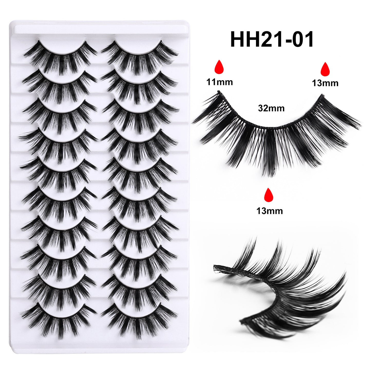 10 pairs of natural daily COS makeup with hard eyelashes, double eyelids, false eyelashes, short male and female, huge beauty, baby straight