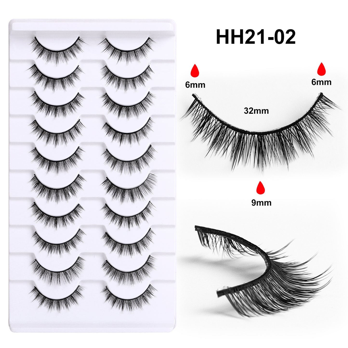 10 pairs of small flame upper eyelashes, whole fake eyelashes, supernatural simulation COS transparent slim stem one-piece novice eyelashes
