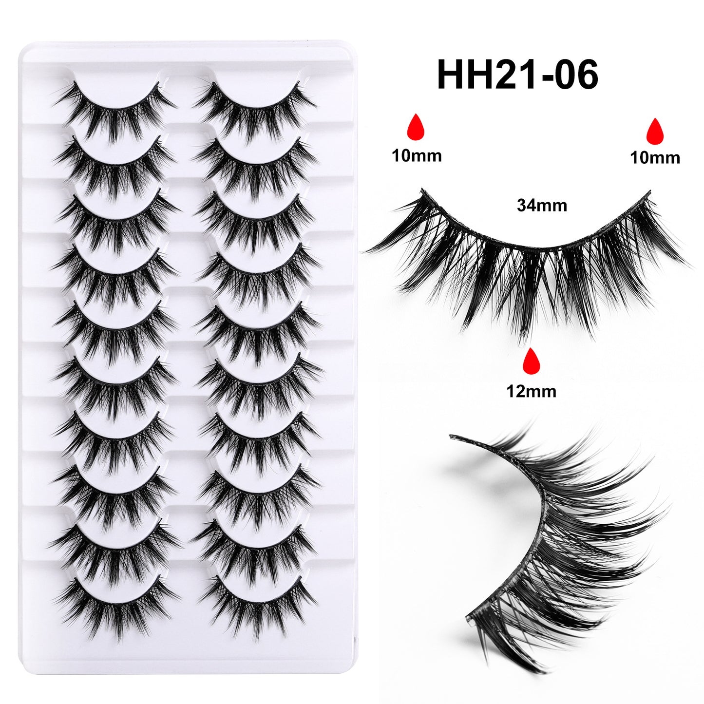 10 pairs of slim stage makeup, black stems, fake eyelashes, comic eyes, bridal makeup, natural eyelashes, one piece, whole eyelashes