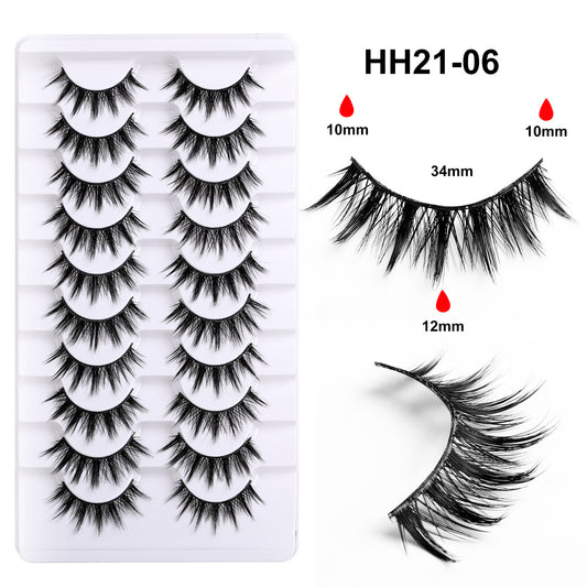 10 pairs of slim stage makeup, black stems, fake eyelashes, comic eyes, bridal makeup, natural eyelashes, one piece, whole eyelashes