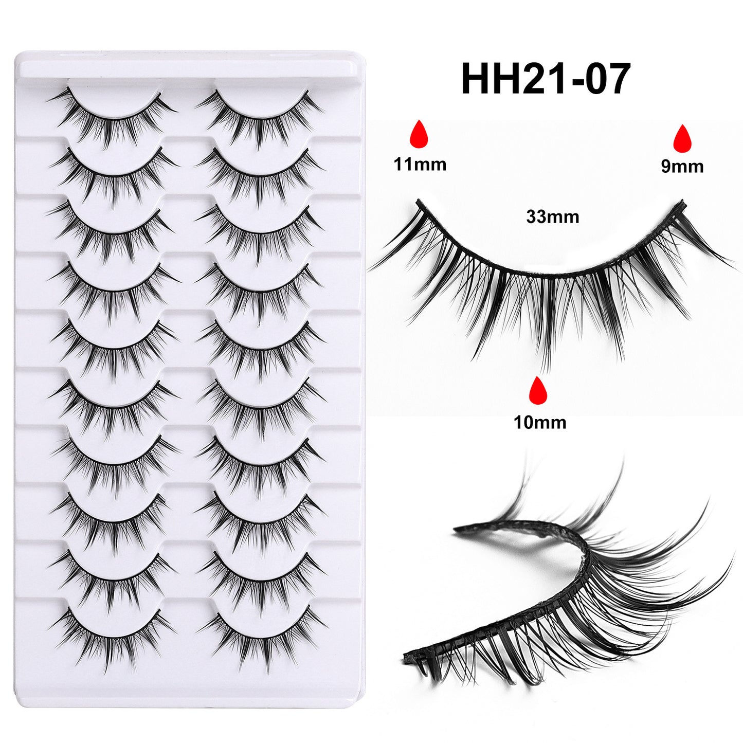 10 pairs of hard stem, eye tail, elongated slanted fly, little devil, cosplay, fake eyelashes, queen, black stem, thick style, cute girl, Barbie, eyelashes