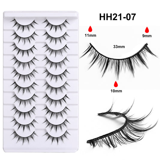 10 pairs of hard stem, eye tail, elongated slanted fly, little devil, cosplay, fake eyelashes, queen, black stem, thick style, cute girl, Barbie, eyelashes