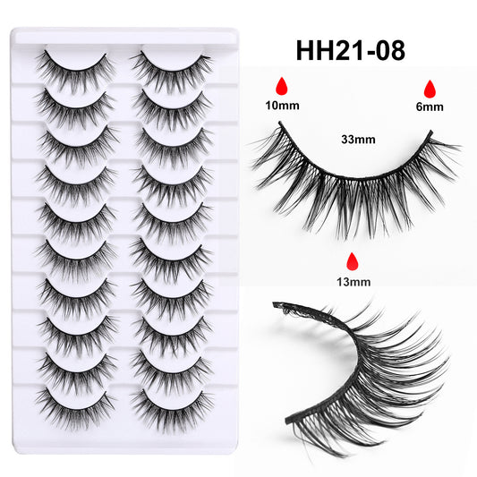 10 pairs of small demon fake eyelashes cosplay thick Barbie cute girl upper eyelashes female natural simulation cotton thread hard meme fairy