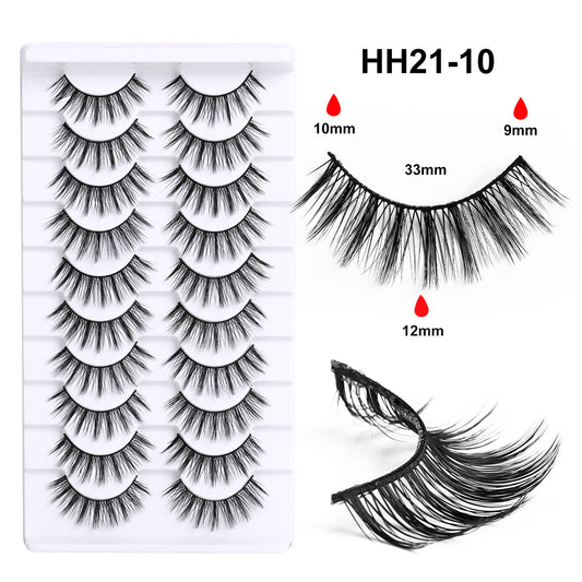 10 pairs of fake eyelashes for women, natural simulation, pure handmade weaving, supernatural eyelashes, Snowy Nai fake eyelashes, whole set
