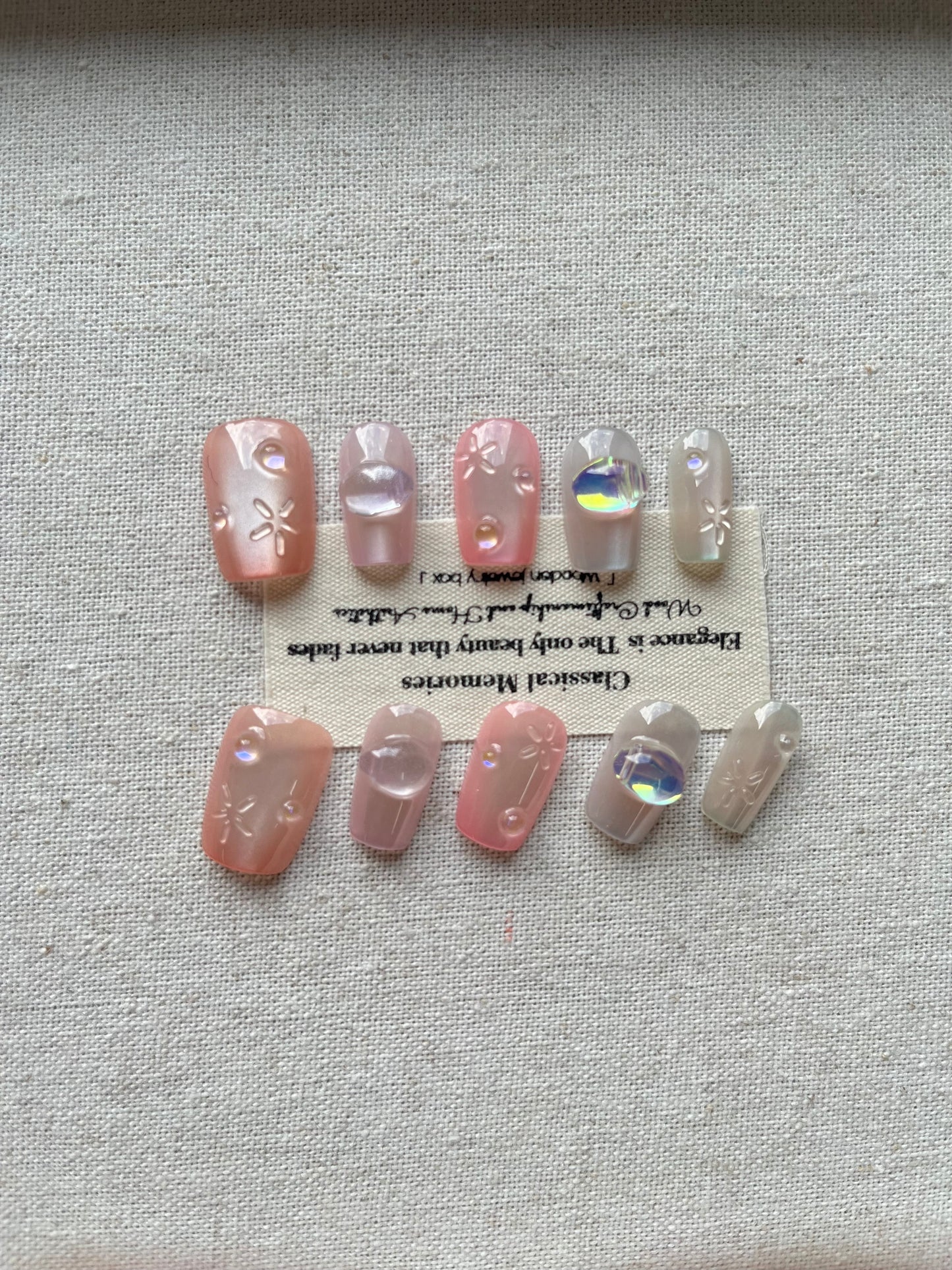 Rainbow Oil Painting Monet Garden Press on nails Spring/Summer Premium Cat Eyes Spring/Summer Small Flowers Pure Handmade Ins Whitening Nail Art